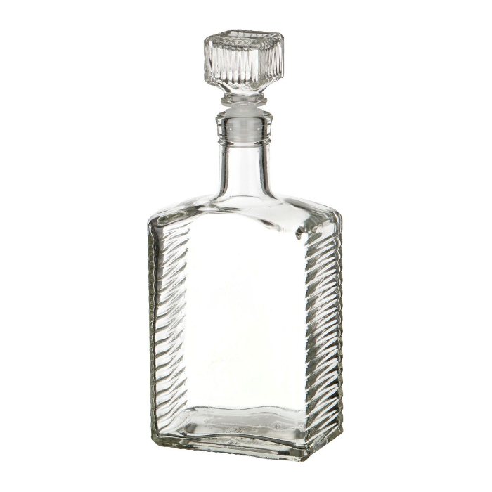 Бутылка (штоф) "Кристалл" стеклянная 0,5 литра с пробкой  в Пскове